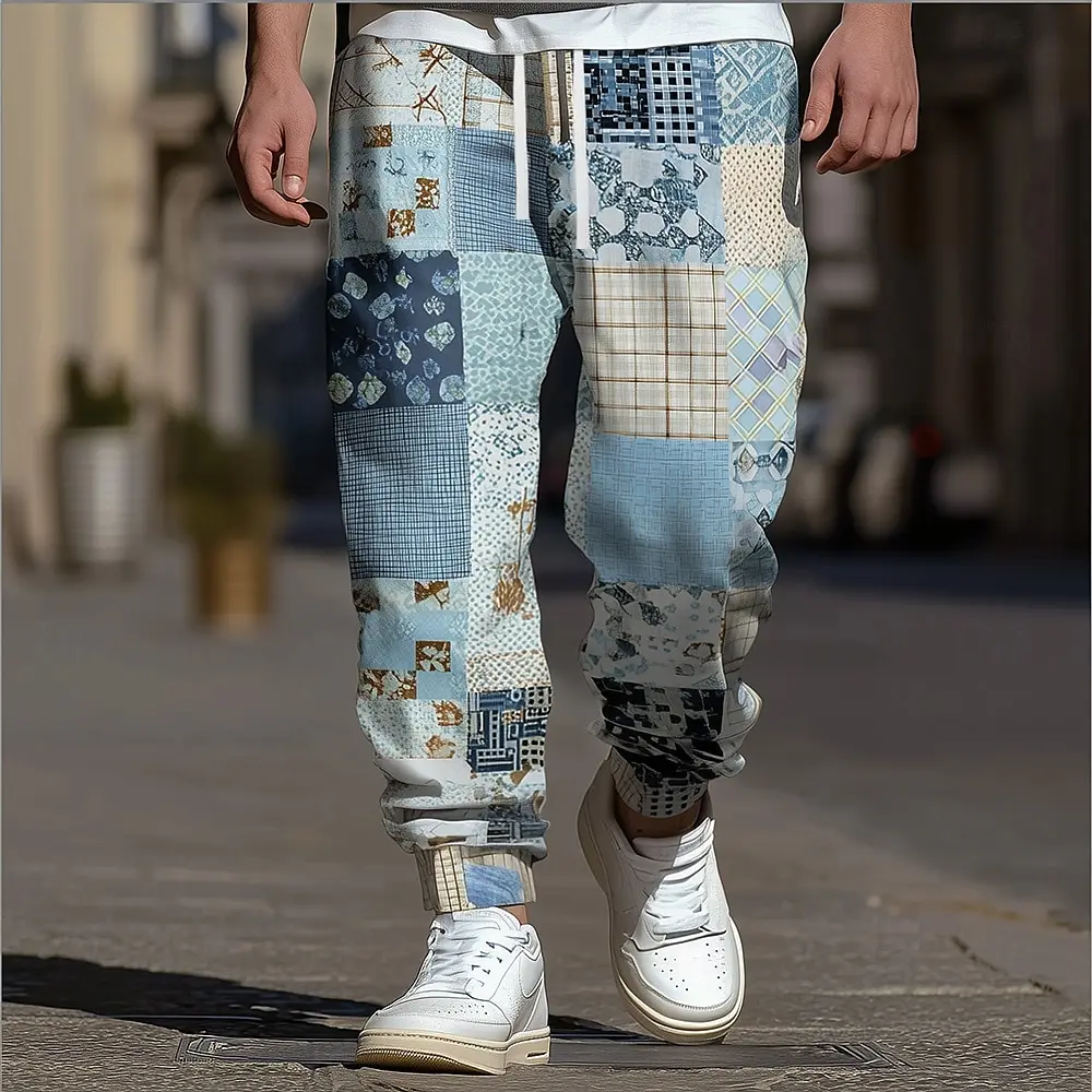 Paisley Color Block Graphics Pants Men's Side Pockets Elastic Drawstring Sweatpants Joggers Pants Casual Trousers Fall Winter