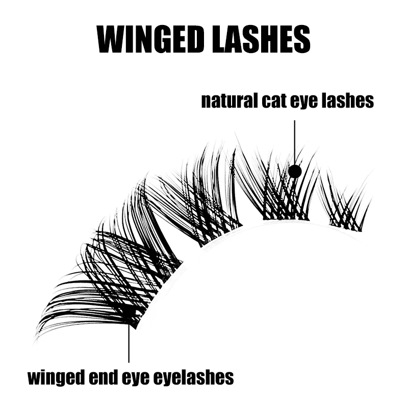 5 Paar transparente Flügelwimpern aus Kunstnerz, flauschige falsche Wimpern, koreanische natürliche Wimpern, Make-up-Wimpernstränge – Detail 6