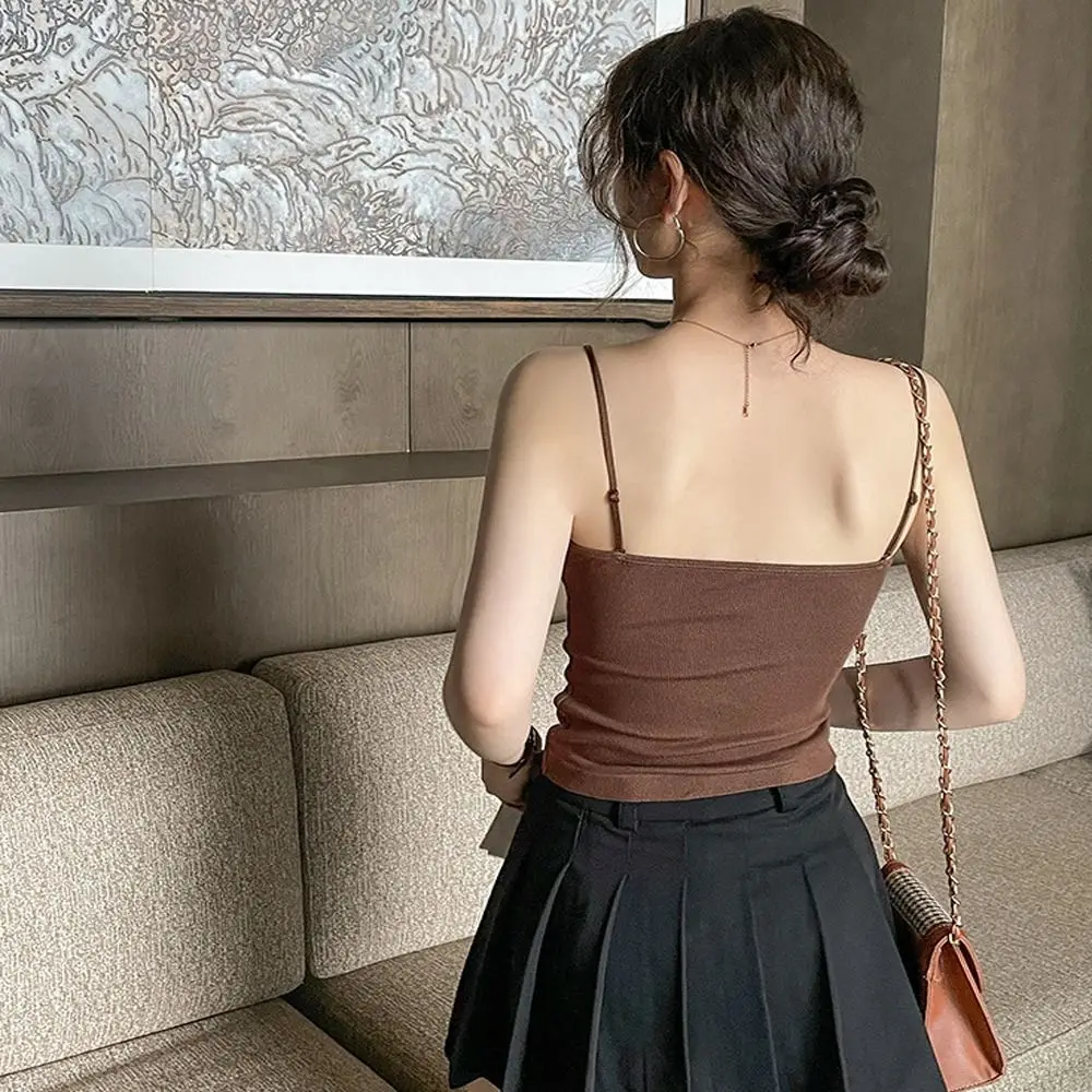 Comfort Breathable Lace Camisole Strap Bra Solid Color Crop Top Sexy Style Wire-Free Summer Top image 2