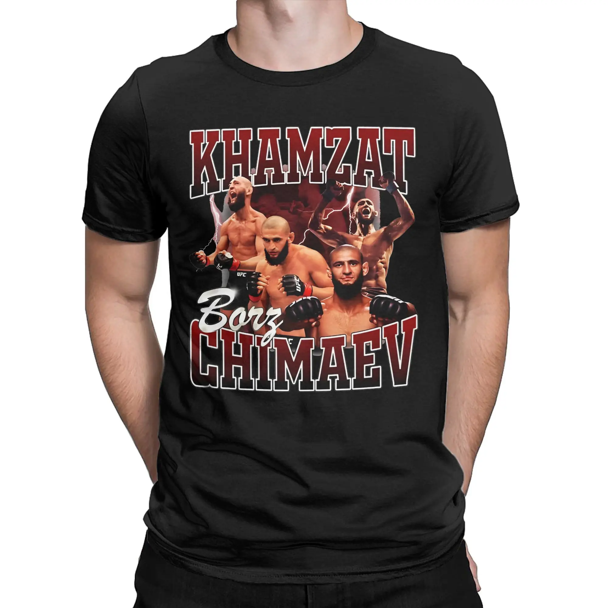 Wolf King Khamzat Chimaev Fighting T Shirt Men 100% Cotton Male T-Shirts Chechnya Boxing Tee Short Sleeve Clothes 4XL 5XL 6XL