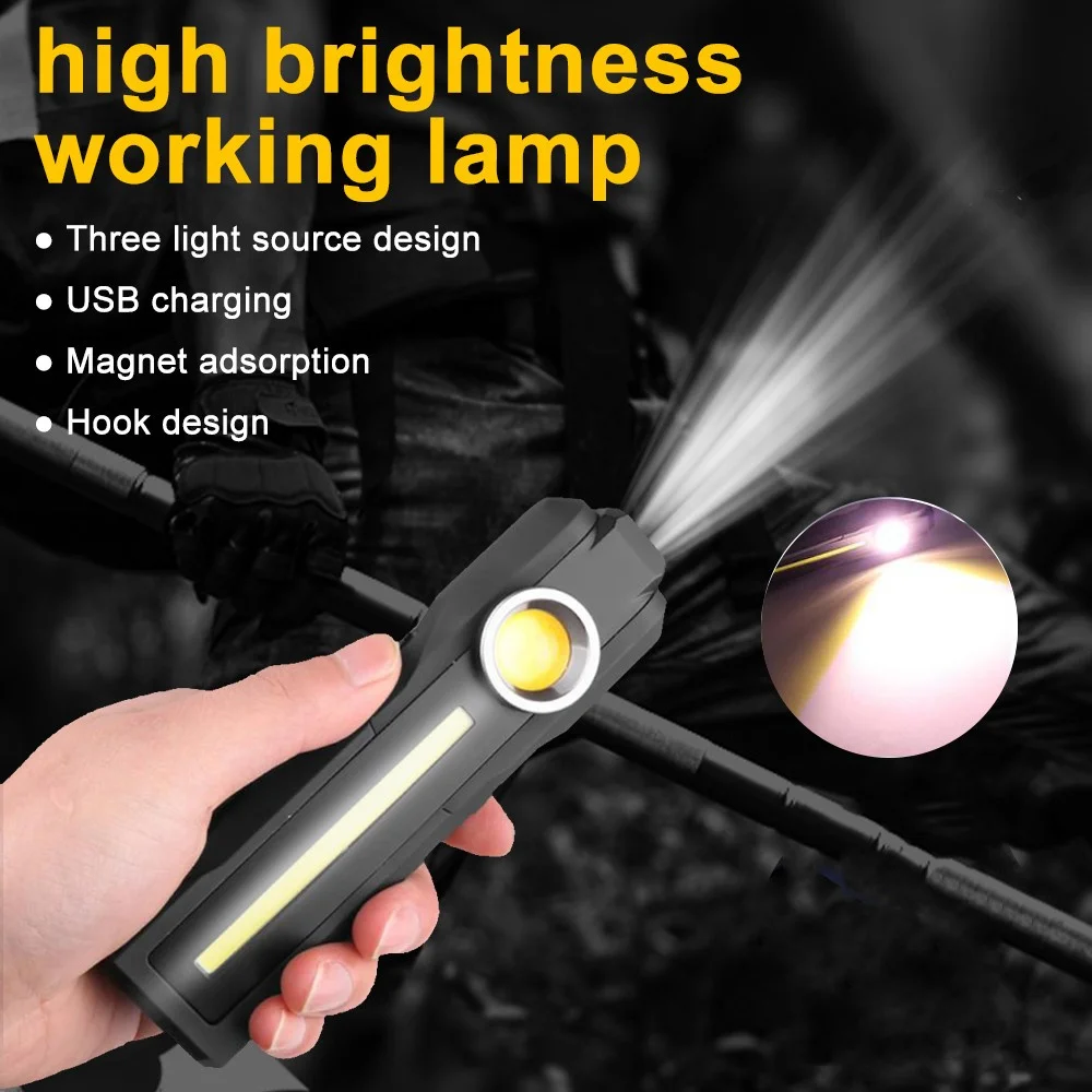 Portable Work Lights LED Rechargeable Magnetic COB Torch Handheld Inspection Lamp Cordless Work Lights Shockproof Flashlight 6