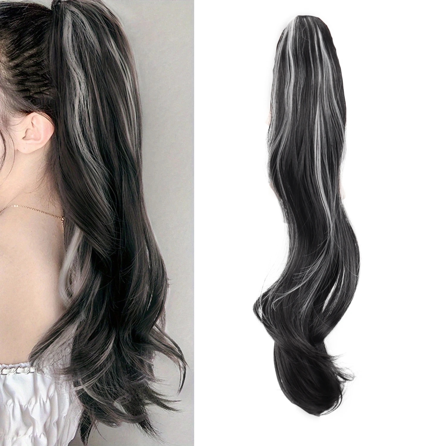 Synthetic Small Claw Clip Ponytail Wig Long Curly Fake Ponytail Hair Extension New Improved Grab Clip Ponytail Hairp