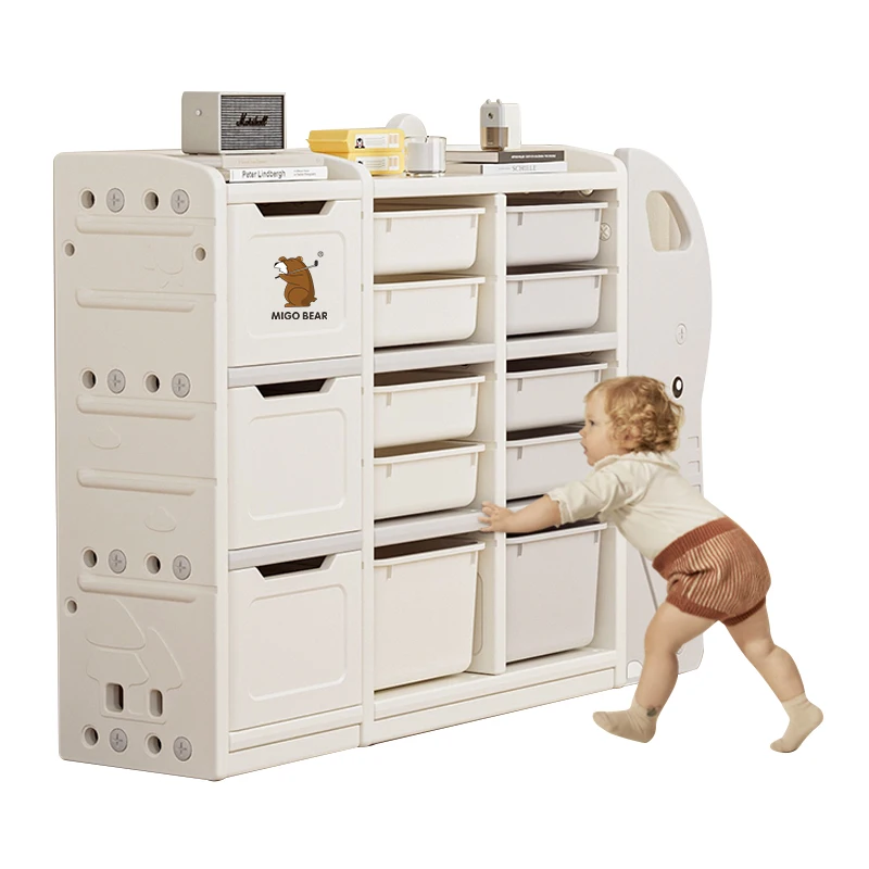 

Kid's Plastic Furniture Living Room Bookcase and Toy Storage Organizer Children's Kindergarten Colorful Cabinet