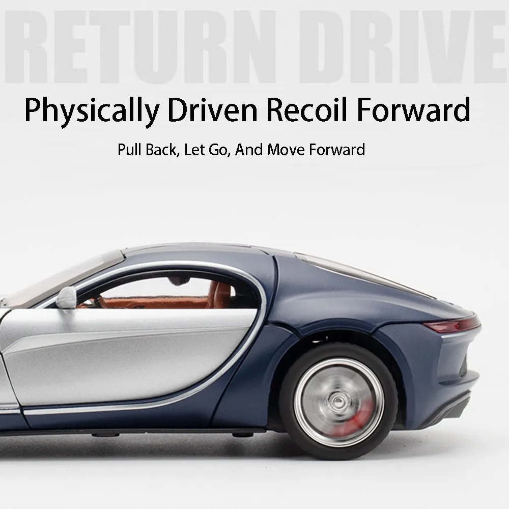 1:24 Atlantic La Voiture Noire Sports Car Model Toy Pull Back Music Light Doors Opened Supercar Models Boys Hobby Ornaments