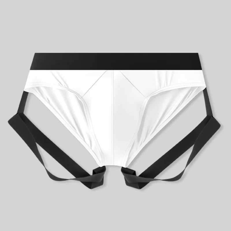 

Men's Underwear Jockstrap Briefs Low-Rise Sexy Fitted Ice Silk Solid Color Underpants