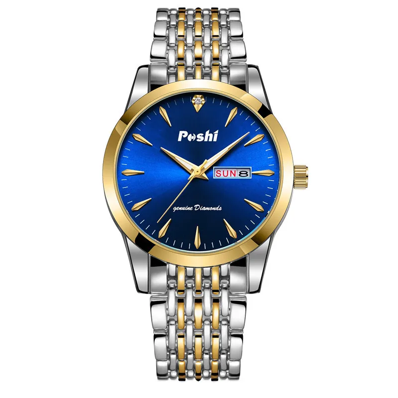 POSHI Relógio Masculino para Homem Relógios de Quartzo Relógio de Pulso Masculino Luxo Automático Mecânico Liga Pulseira Data Relógio de Negócios
