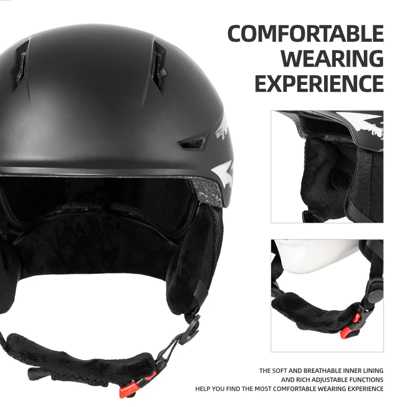 BATFOX-Capacete de Esqui Ultraleve para Homens e Mulheres, Meio Coberto, Anti-impacto, Segurança na Neve, Snowboard, Adulto, Unissex