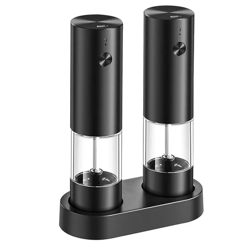 ABMH-Electric Salt And Pepper Grinder Automatic USB-C Mills Rechargeable Pepper Grinder One-Hand Operation