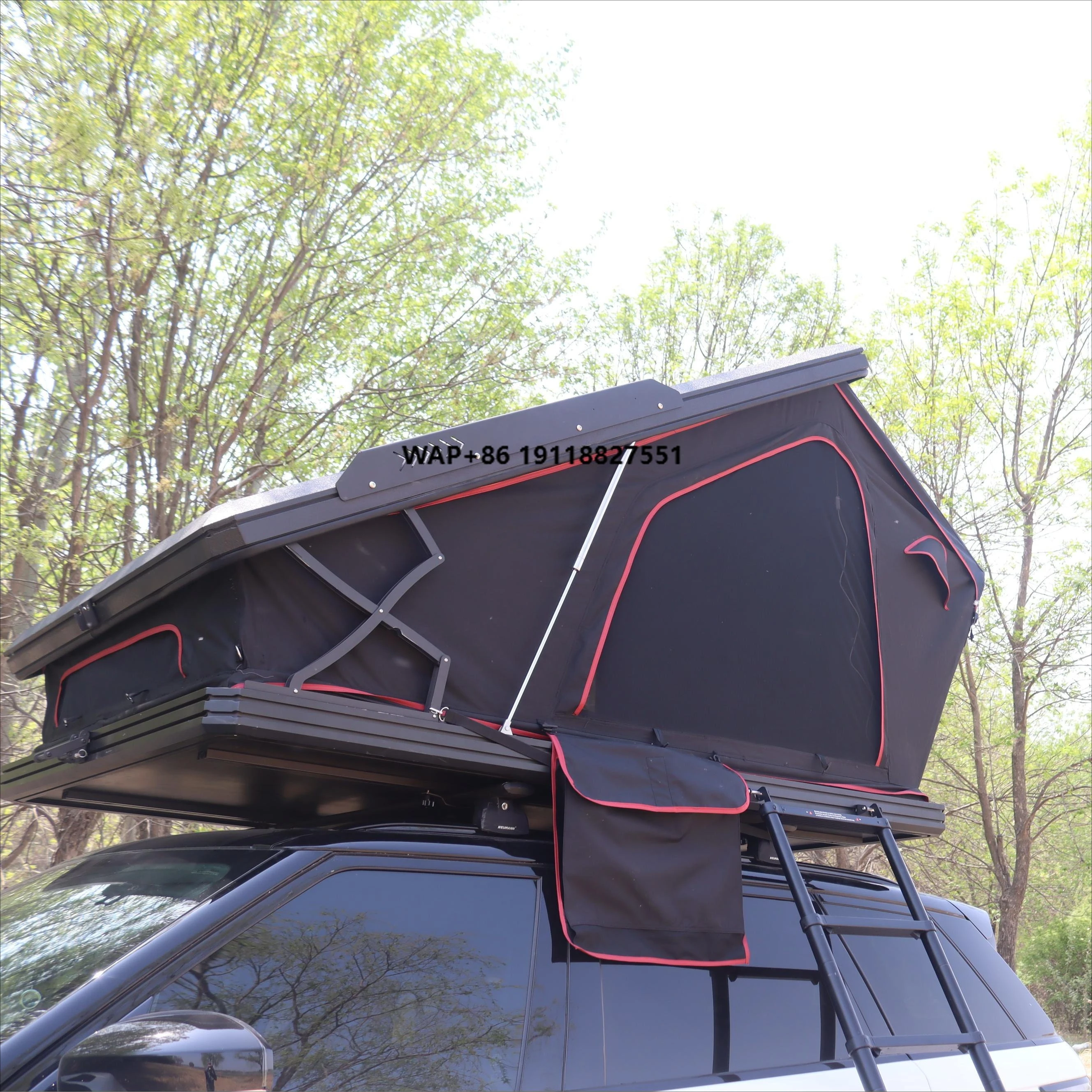 

Car Rooftop Tent Aluminum 2 People Hiking Hard Shell Oxford One Bedroom Fits Carrier SUV Trucks Tacoma Foldable LED Light