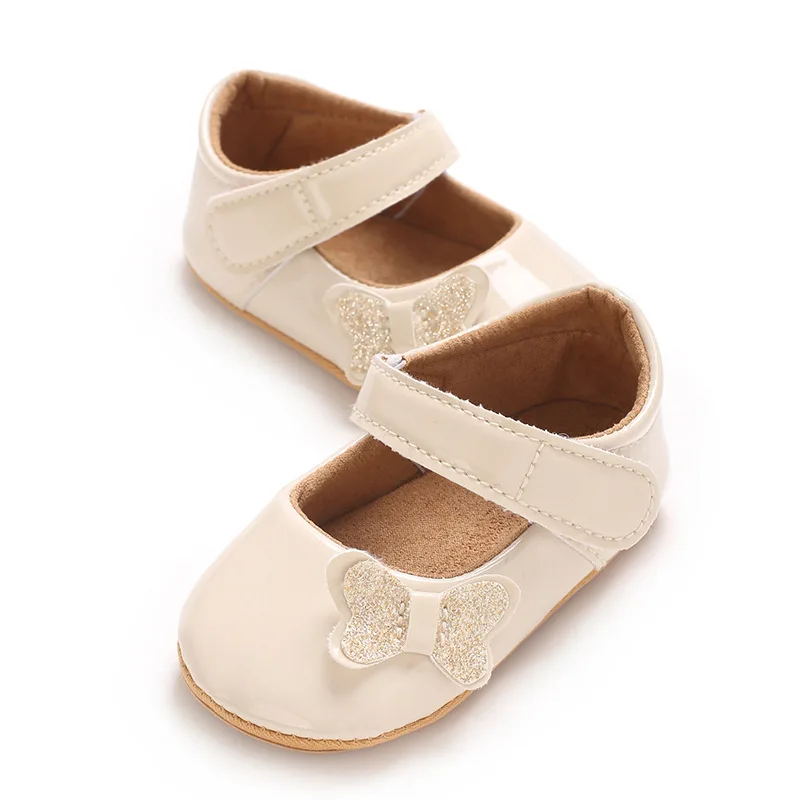 Adorable Baby Girls Sparkly Mary Jane Flats with Bow Detail Non-Slip Sole Perfect for Newborns and Infants