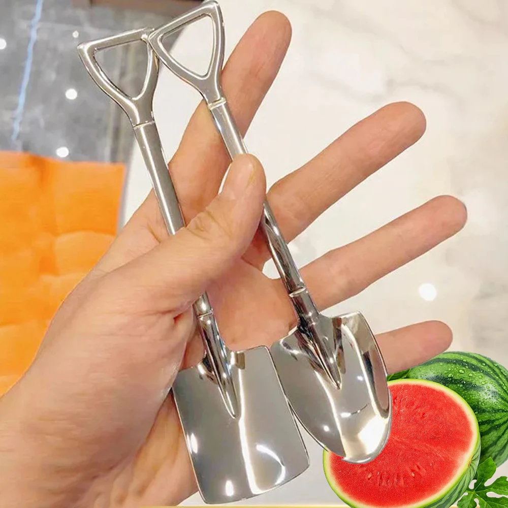 6/30pcs Shovel Spoons Stainless Steel Tea Spoons Creative Coffee Spoon for Ice Cream Dessert Tableware Household Kitchen Tools