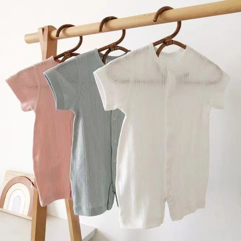 Baby Summer Jumpsuit Short Sleeve Ultra-thin Summer Clothes Crawling Clothes Newborn Air-conditioned Clothes Pajamas