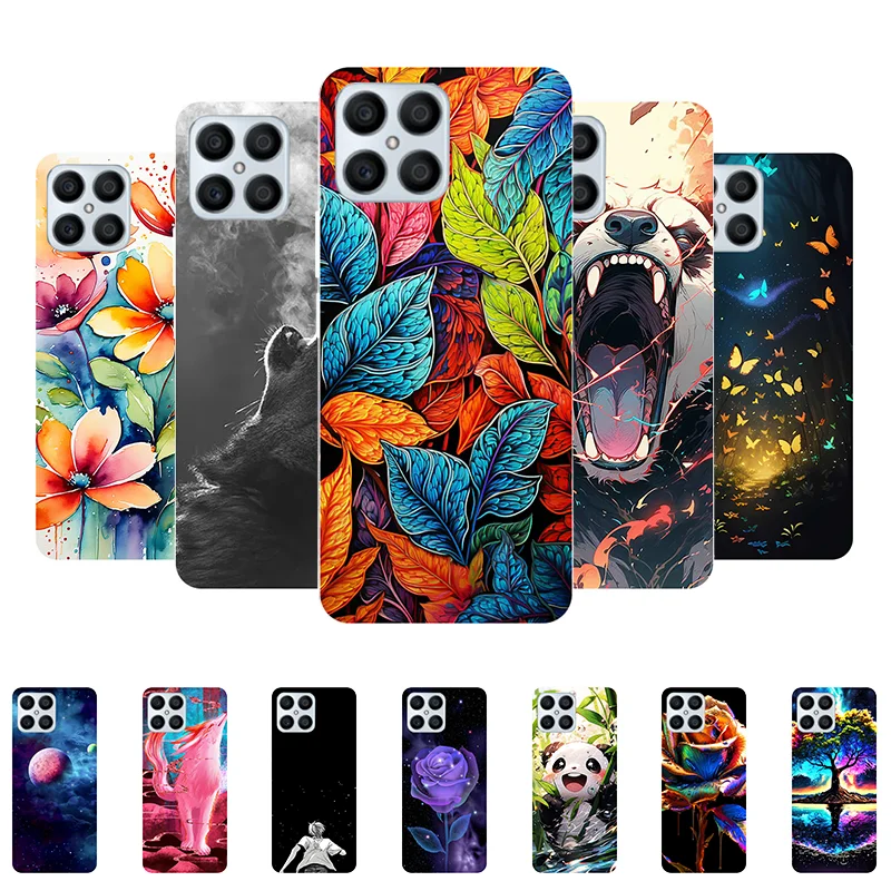 For Honor X8 4G Case X 8 Leaves Panda Soft Silicone Back Cover for Honor X8 TFY-LX1 TFY-LX2 TFY-LX3 Bumper HonorX8 4G Phone Case