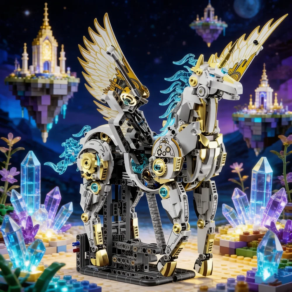 

1499pcs Building Blocks Mechanical Unicorn Set with Light Motorized Animal Linkage Model DIY Tabletop Decoration Gift for Kids