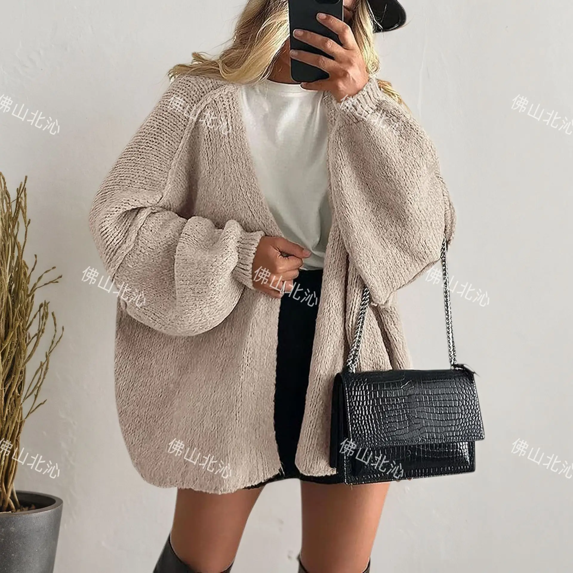2025 Autumn and Winter New Sweater Jacket Casual Solid Color Knitted Loose Large Size Cardigan Europe and America