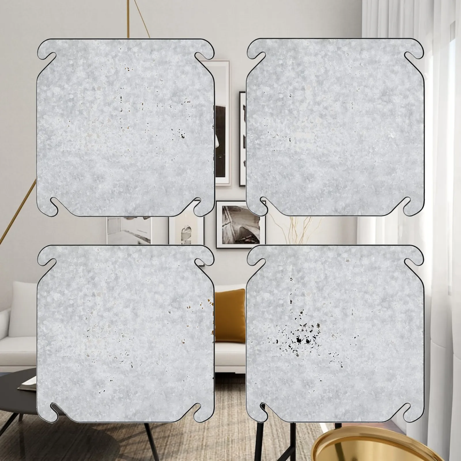 Galvanized Steel Angled Mount Junction Box Cover for 4 Inch Square Electrical Box Blank Wall Plate