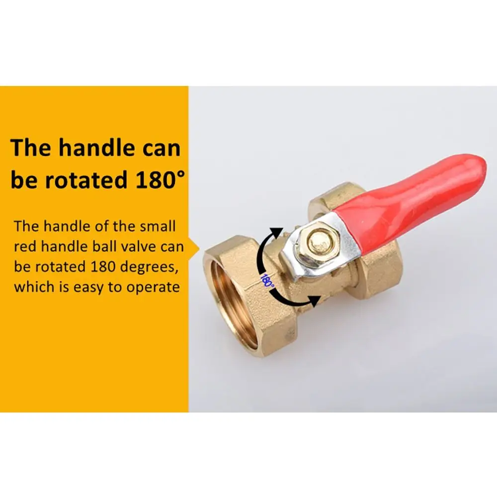 Pipe Fittings Ball Valve Joint Controller Red Handle Pneumatic Connector 1/8'' 1/2'' 1/4'' Female Male Thread Brass