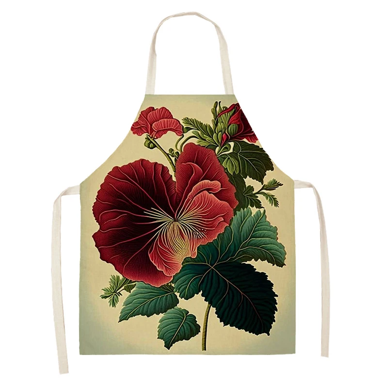 Damen Küchen schürze Ölgemälde Stil Restaurant Chef Friseur wasserdichte Schürze für Männer und Kind Malerei Pflanze Blume 55 × 68cm