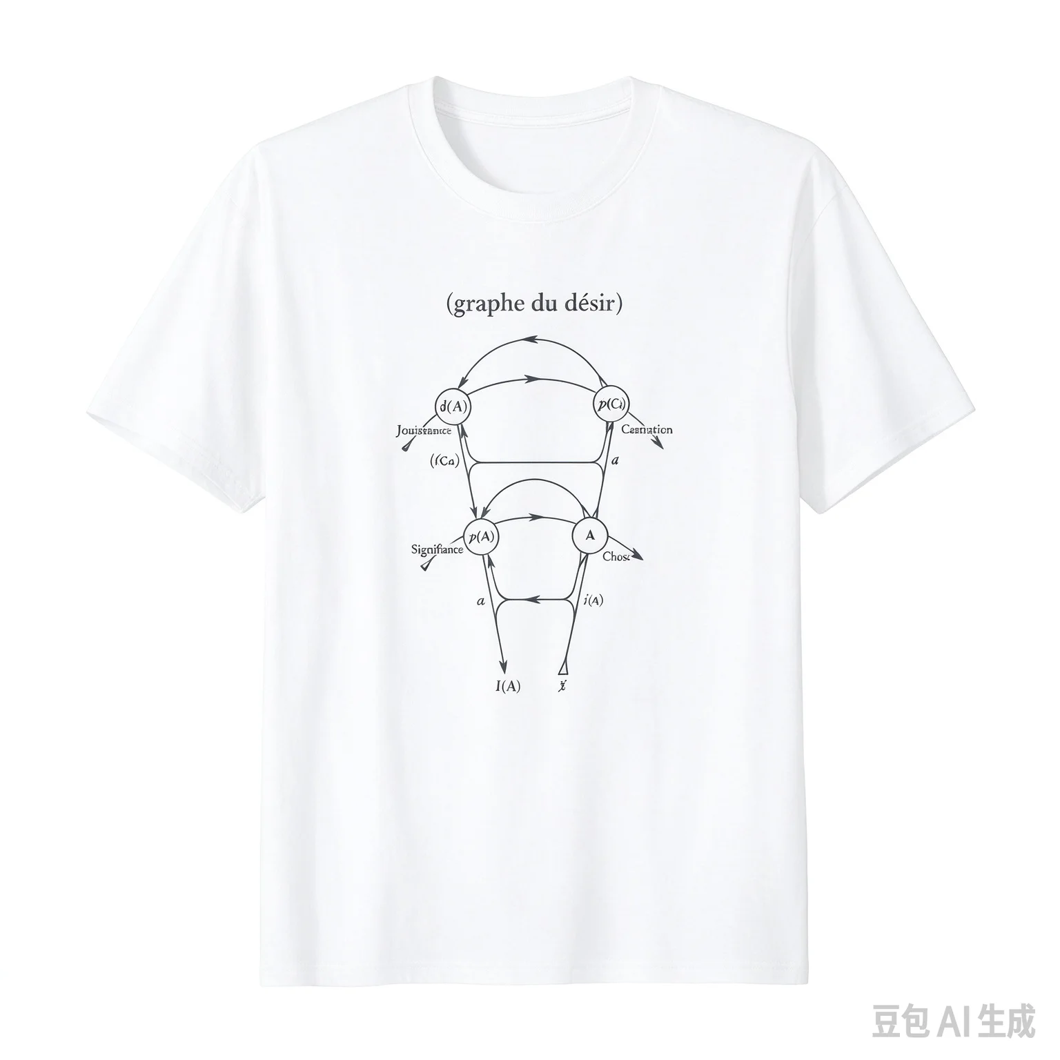 Graphe du Désir Lacan Desire Diagram Graphic T Shirt Philosophy Psychoanalysis Casual Short Sleeve Tee