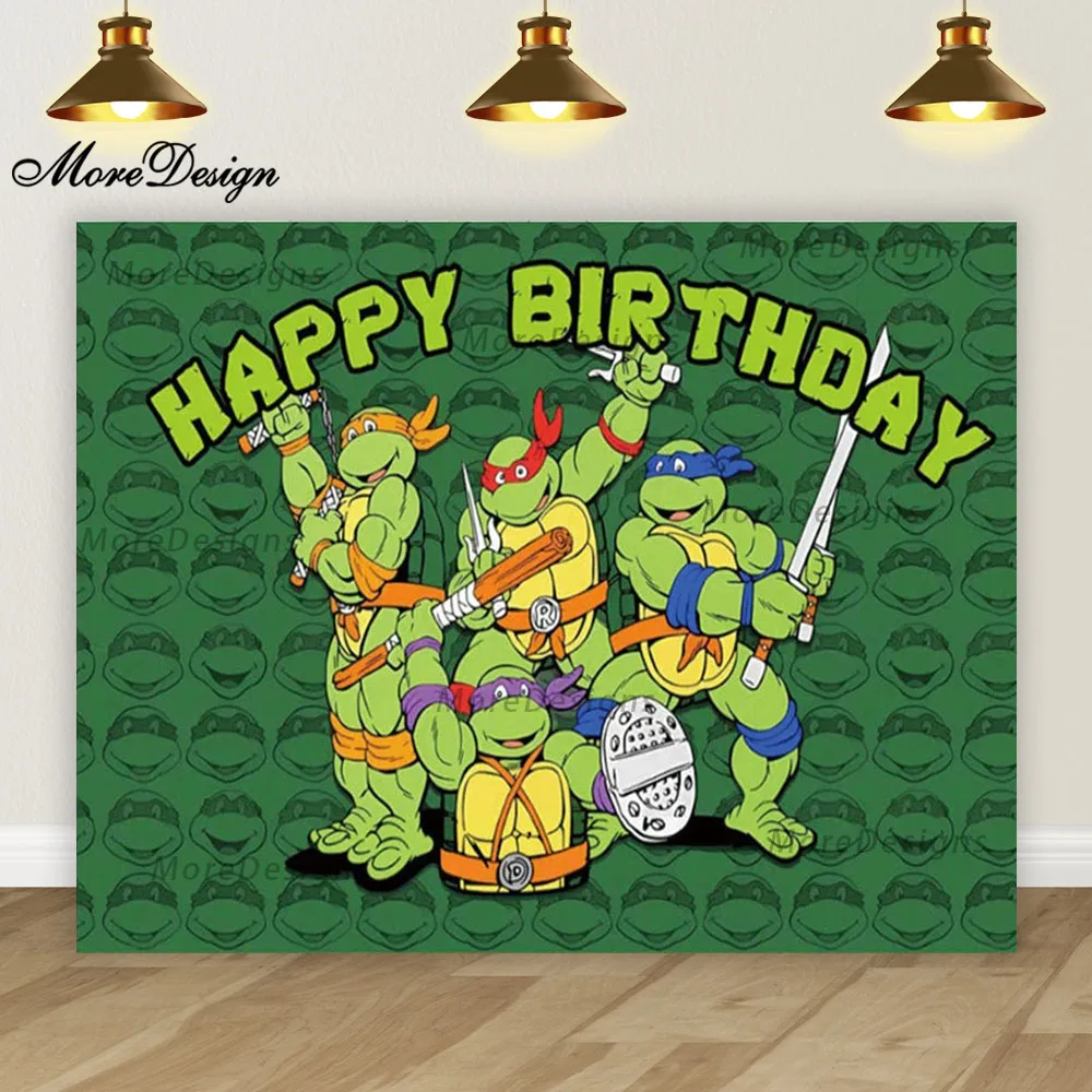 Ninja Turtles Birthday Photo Backdrop Kids Party Banner Baby Shower Decoration Vinyl Polyester Background Photography Props