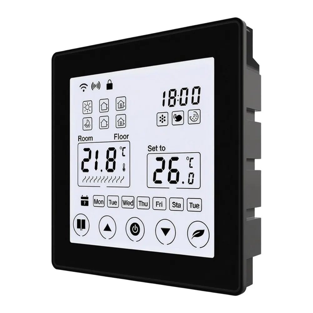 Programmable Smart Thermostat for Tuya Supports Scheduling Remote Control and Voice Commands White Black Options