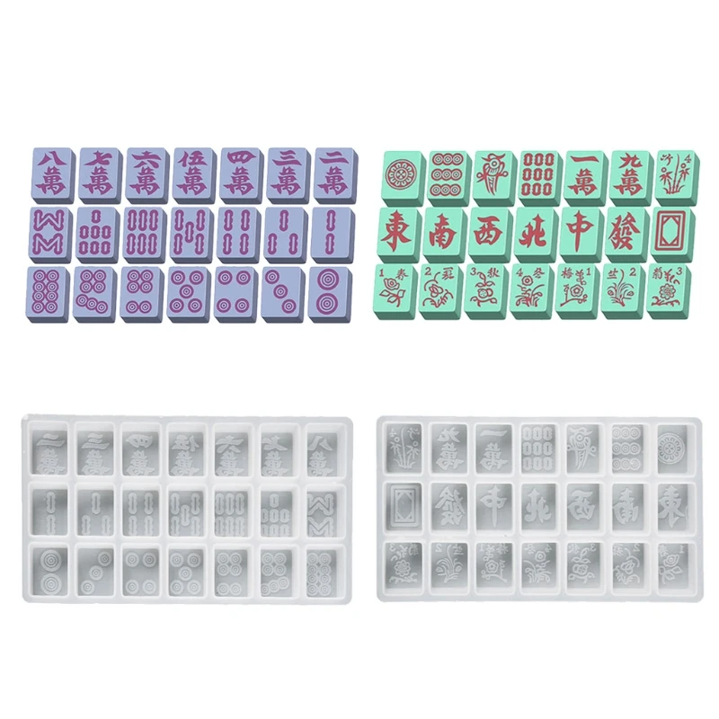 A/B/C 3 kinds of packages DIY Crystal Glue Molds for Making Mahjong Machine Large Size 42 Mahjong Silicone Mold