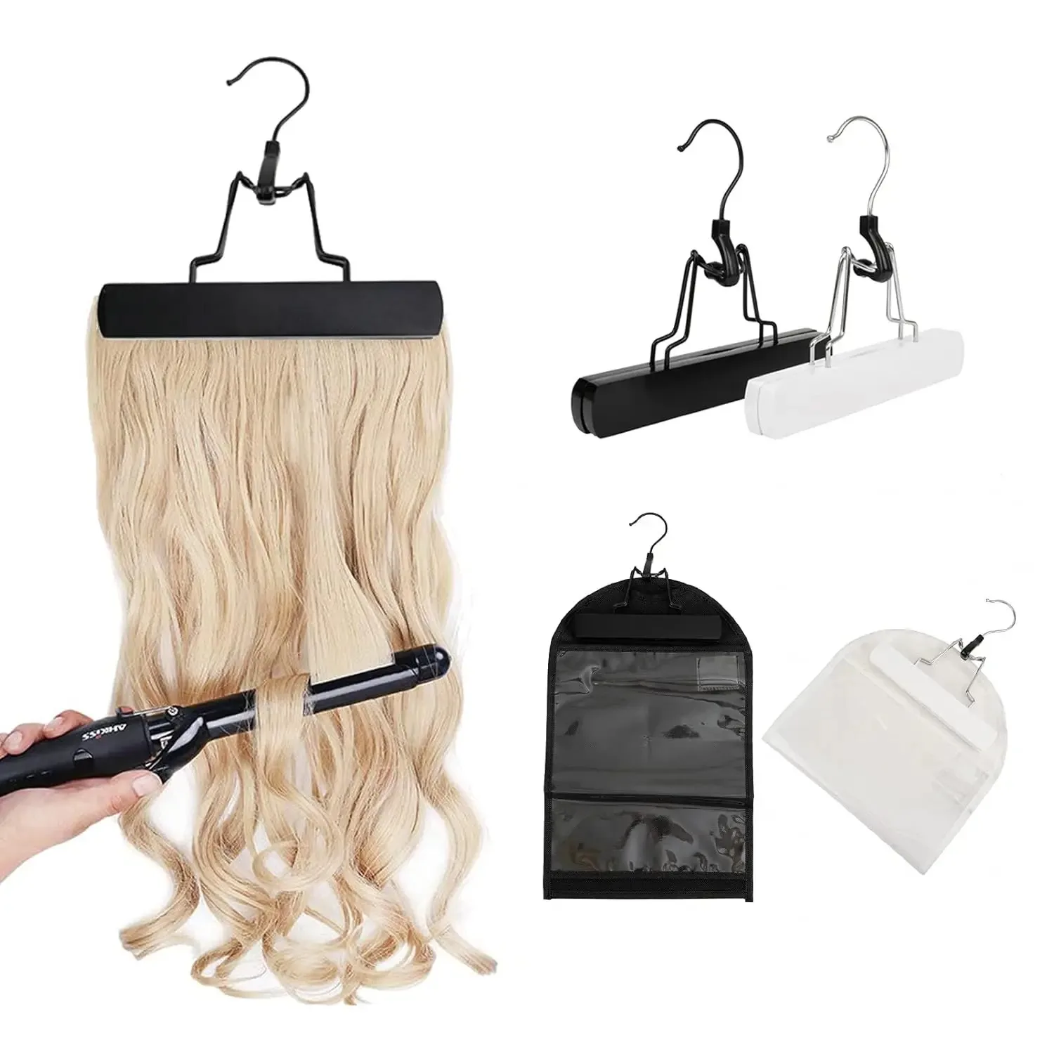 

Hair Extensions Carrier Storage Wooden Hanger for Virgin Hair Weft & Clip Hair Extension