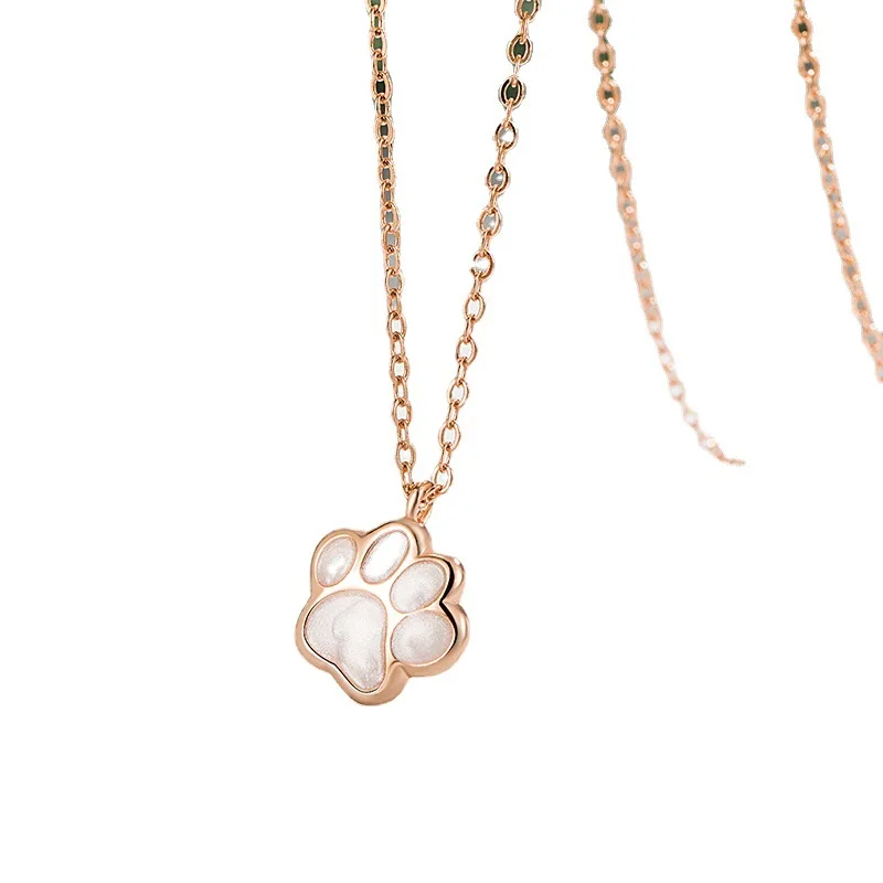 CIAXY Silver Color Lovely Animal Paw Footprint Necklace Pendant Rose Gold Color Dog Cat Necklaces for Women Fashion Jewelry