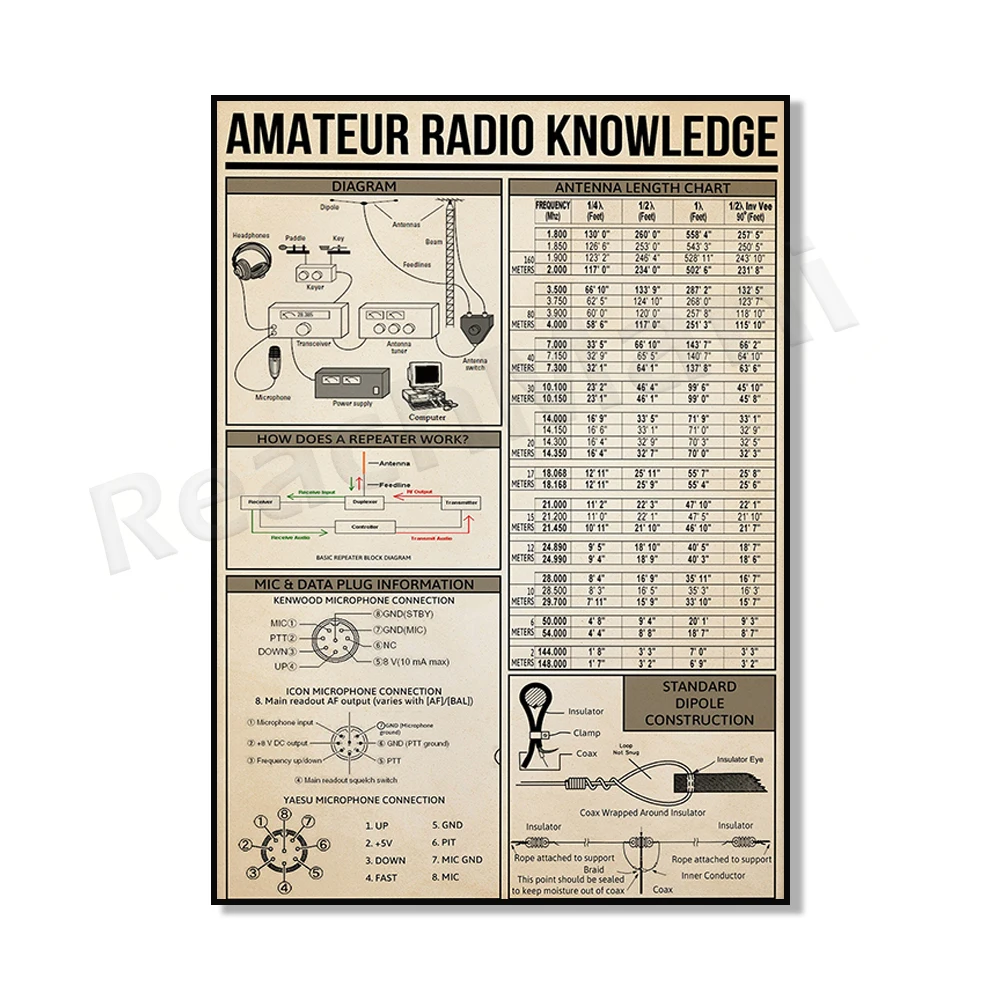 Amateur Radio Knowledge Poster, Ham Radio Poster, Music Lover Gift, Vintage Knowledge Home Decor Office Decor, Knowledge Poster