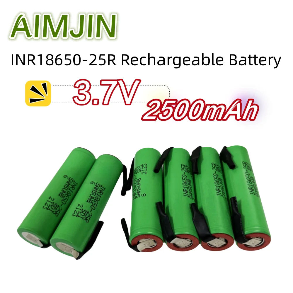 INR18650-25R-batería recargable de iones de litio para juguetes, linternas, taladros eléctricos, 100% V, 3,7 mAh, Original, 2500