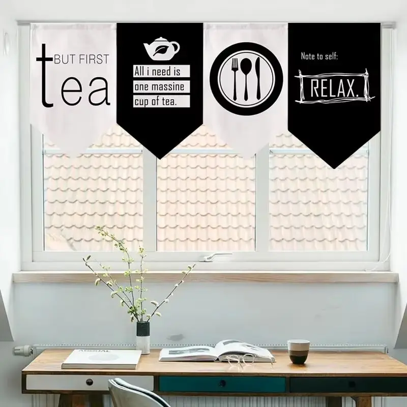 VIKAMA 2026 New Coffee-Themed Triangular Partition Curtain Vintage Cafe Bunting for Cafe Kitchen Bar Home Decor Divider
