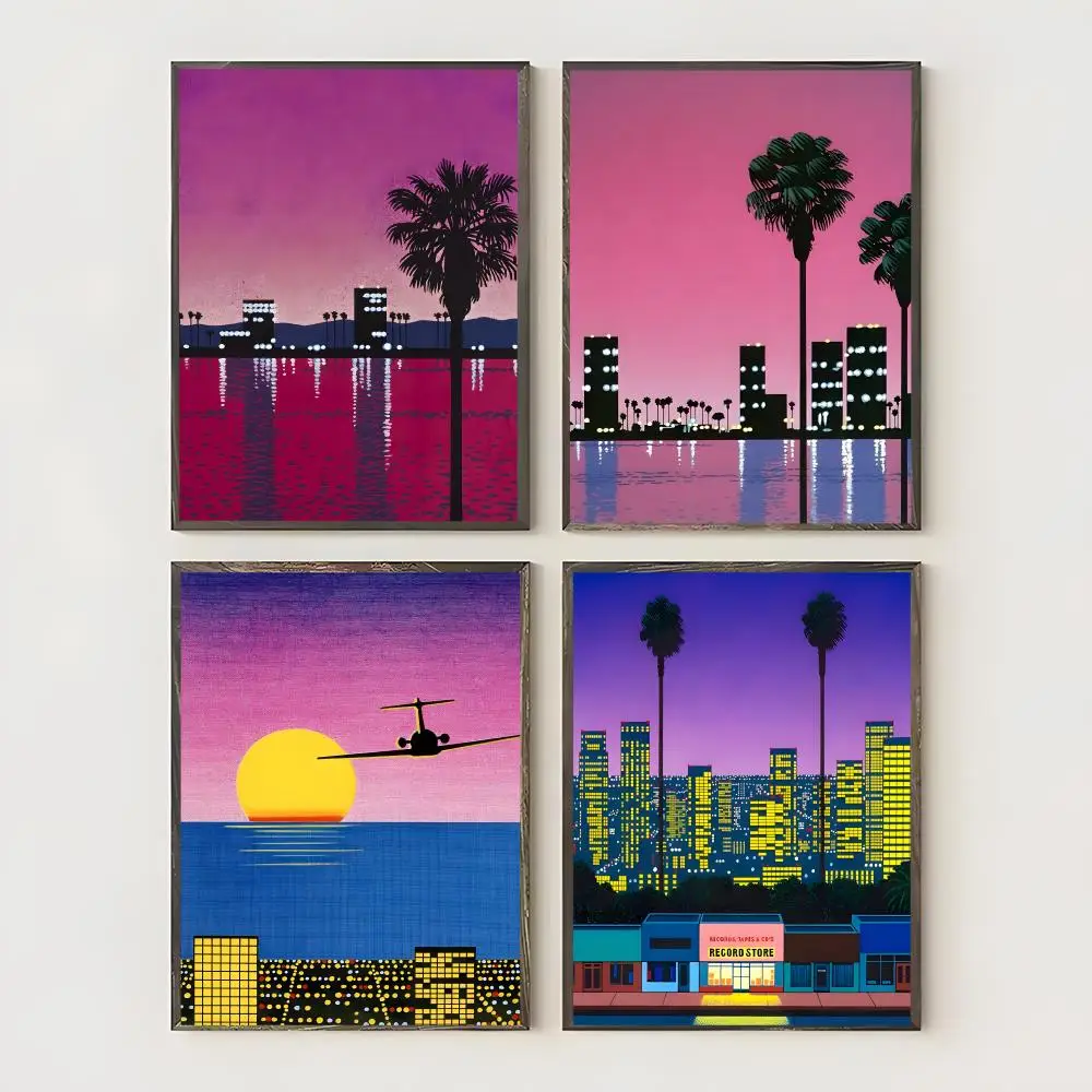 Retro Illustration H-Hiroshi Nagai Poster Waterproof Canvas Art Wrinkle Free Wall Hanging For Home Living Room Bedroom Decor