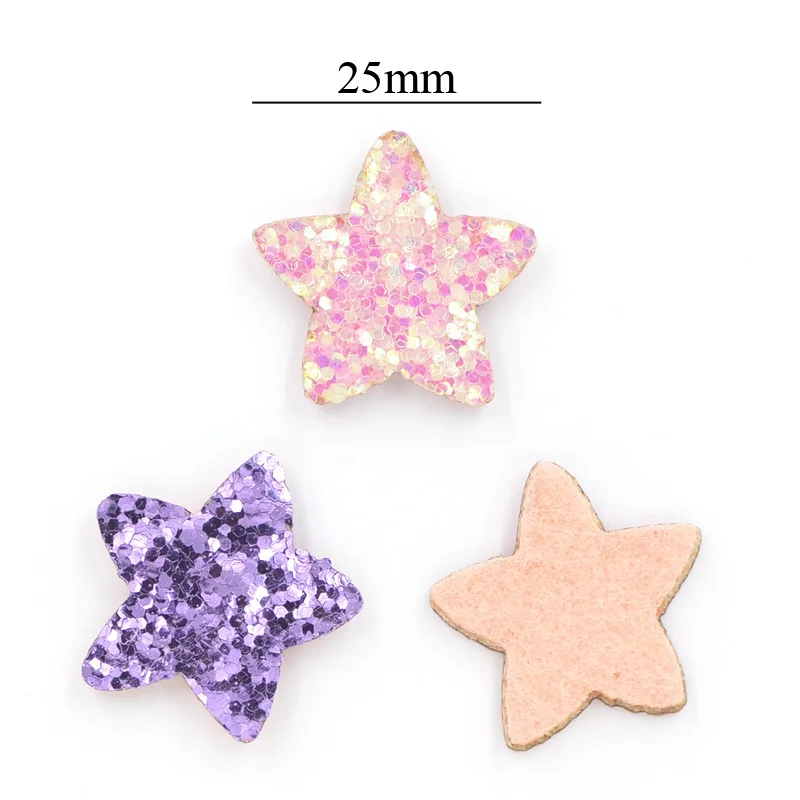 40Pcs Glitter Leather Padded Patches Star Shape Applique for Craft/Clothes/Hairpin DIY Scrapbooking Accessories