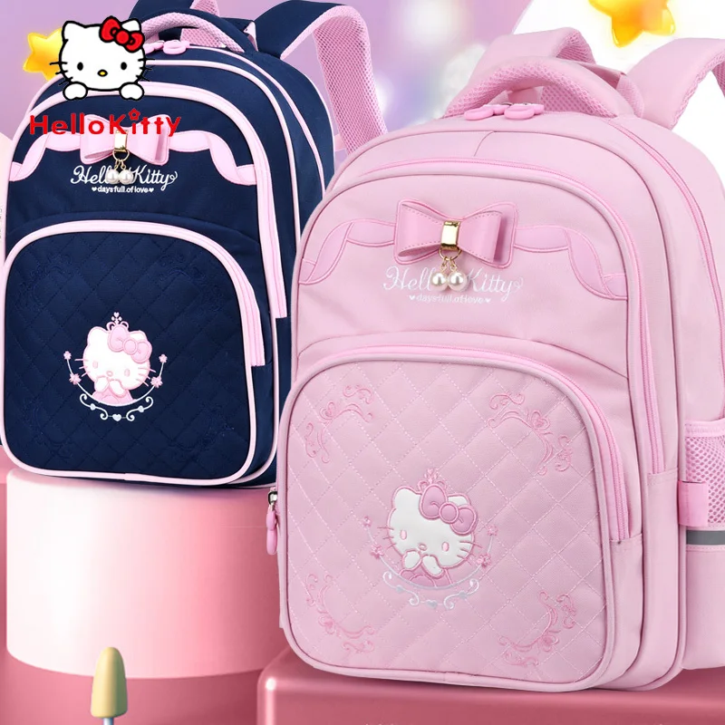 

Новый студенческий рюкзак Senrio Hello Kitty Kawaii, уменьшающий нагрузку, защита позвоночника, детская школьная сумка, милая легкая сумка с героями мультфильмов, подарки для девочек