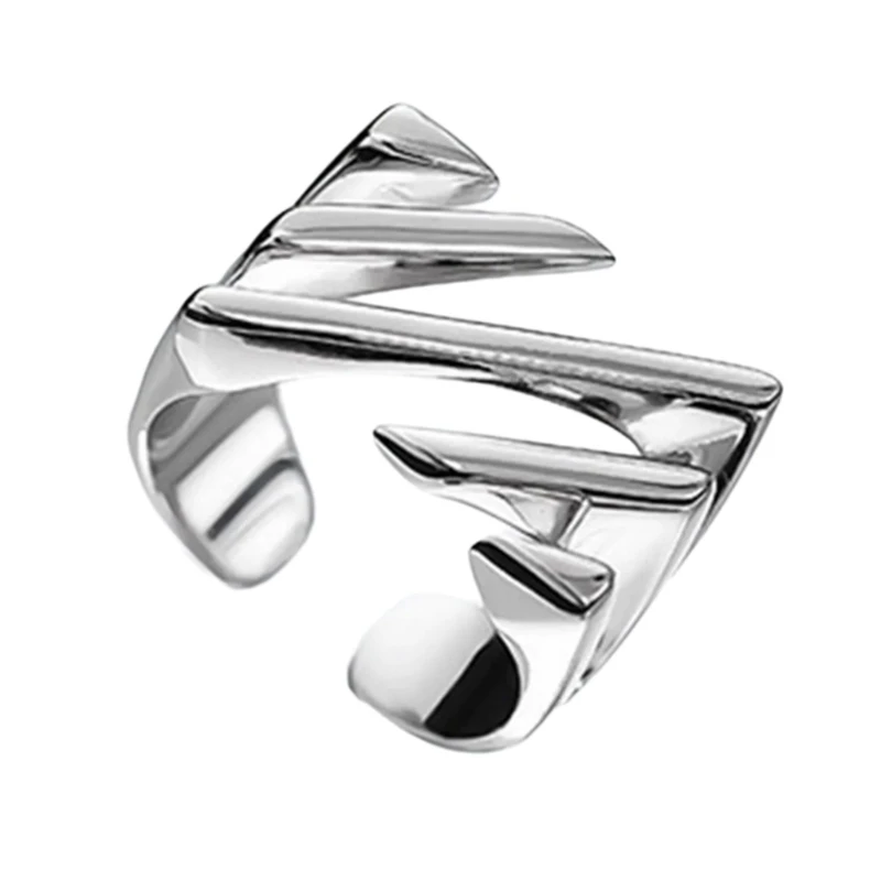 Square Imprinted Strips Rings Adornment Irregular Geometric Opening Finger Rings Comfortable Fit Rings Embellishment