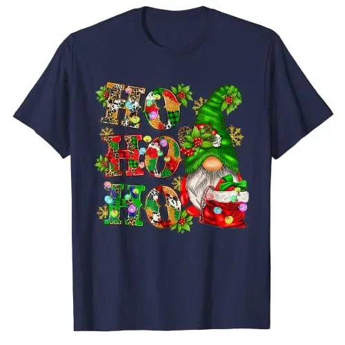 Ho Ho Ho Christmas Gnome Cute X-mas Family Matching Pajama T-Shirt Gift Funny Holiday Vacation Aesthetic Clothes Graphic Tee Top