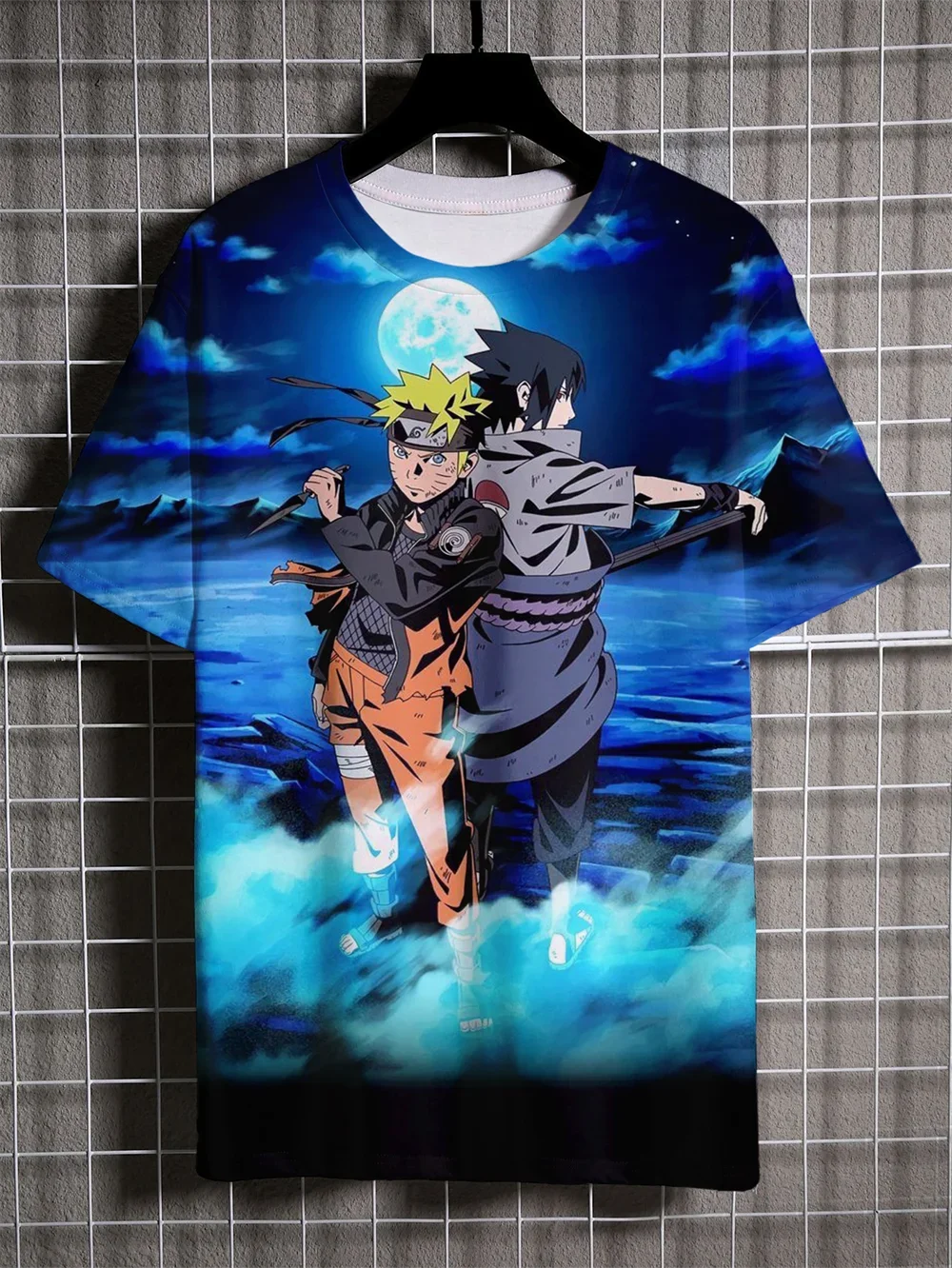 2024 New Japanese Anime 3D Printed Naruto Pattern Men's T-shirt Street Sports T-shirt Casual Oversized Men's Short Sleeve