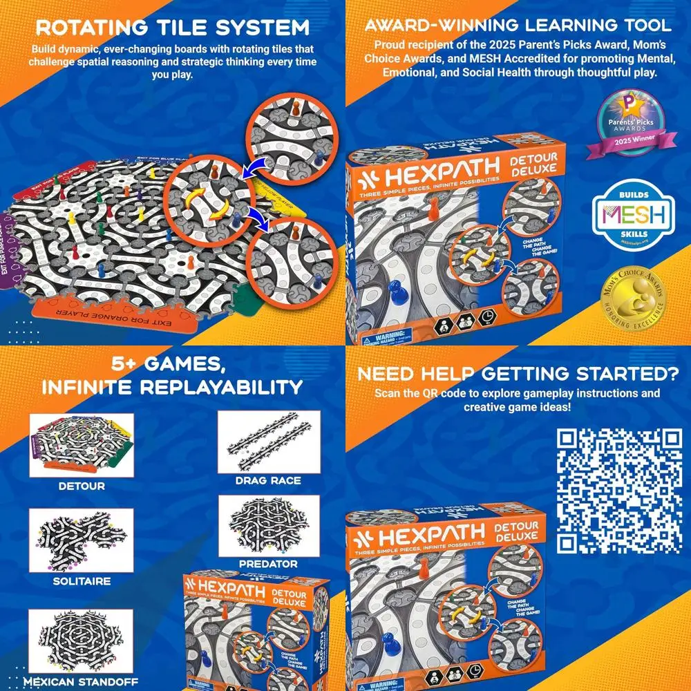 

5-in-1 Modular Strategy Game for 1-6 Players | Ages 7+ | 15-min Playtime | Ideal for Family Nights & Kids' Birthdays | MESH Accr