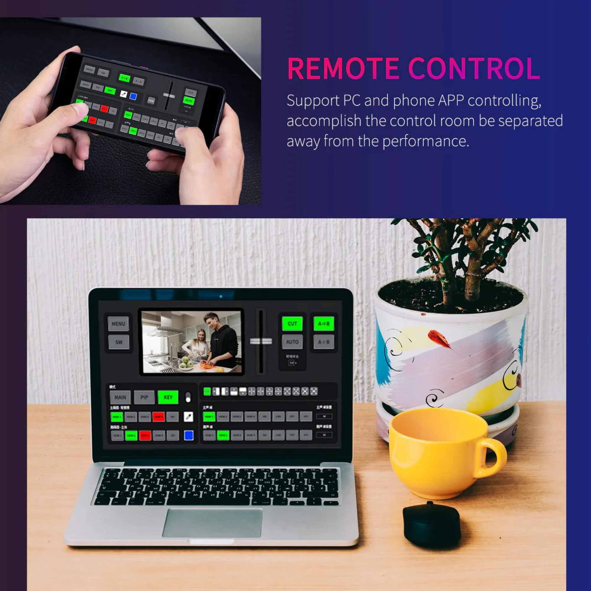 FEELWORLD L4 Multi-camera Video Mixer Switcher 10.1"Touch Screen USB3.0 Fast Streaming 4 HDMI Input 1 SDI Input