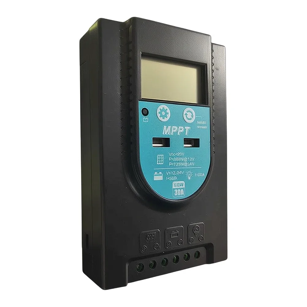 30 Amp MPPT Solar For Charger Controller with Automatic Voltage Regulation LCD Screen and Thermal Management Fan