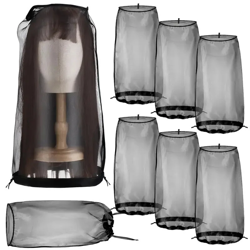 10pcs Adjustable Wig Storage Bags Mesh Net Drawstring Portable Travel Dust-Proof Covers Wig Dust-Proof Protection Bag