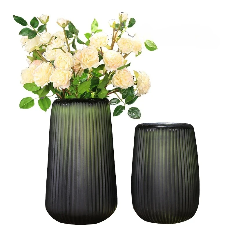 Modern art grinding striped glass vase light luxury TV cabinet creative decoration living room entrance ornament