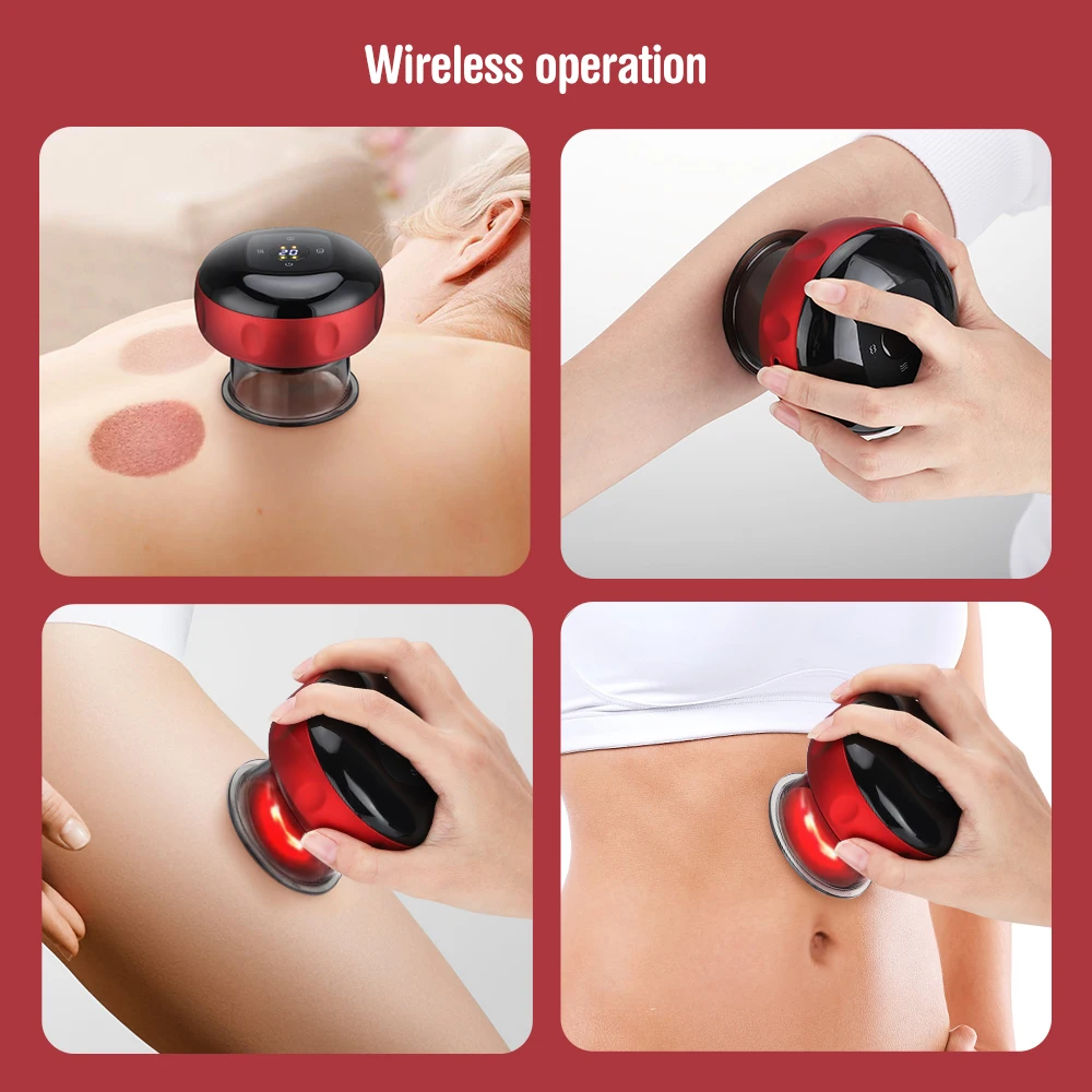 Electric Vacuum Cupping Massager Anti-Cellulite Suction Cups Heating Guasha Fat Burning Skin Scraping Body Slimming