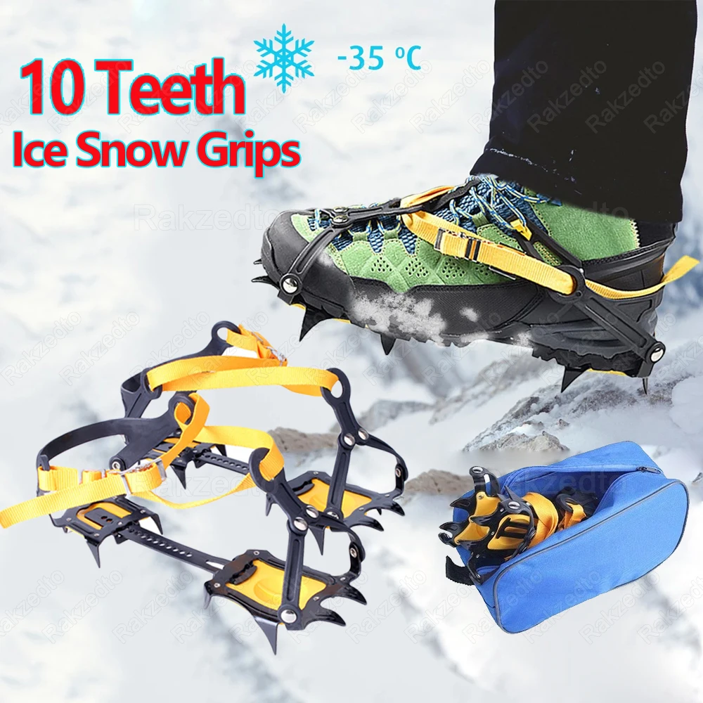 

10 Teeth Ice Snow Crampons Ice Gripper Spike for Shoes Non-slip Winter Outdoor Hiking Mountain Climbing Anti-Slip Shoes Covers