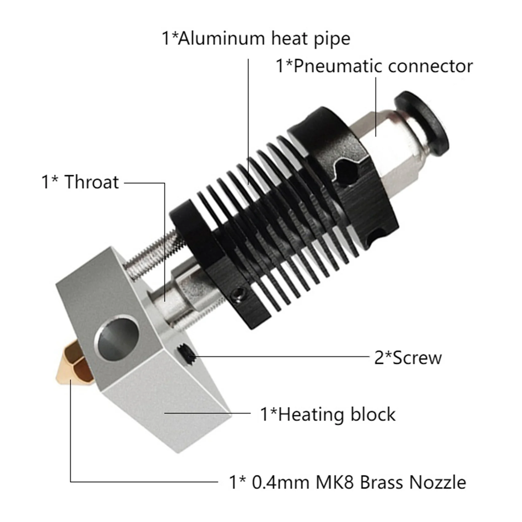 Kit de extremidade quente para cabeça de extrusão de impressora 3D Anet ET5 ET5X ET5Pro, 24V 40W, incluindo tubo de aquecimento, termistor, bico de 0,4 mm