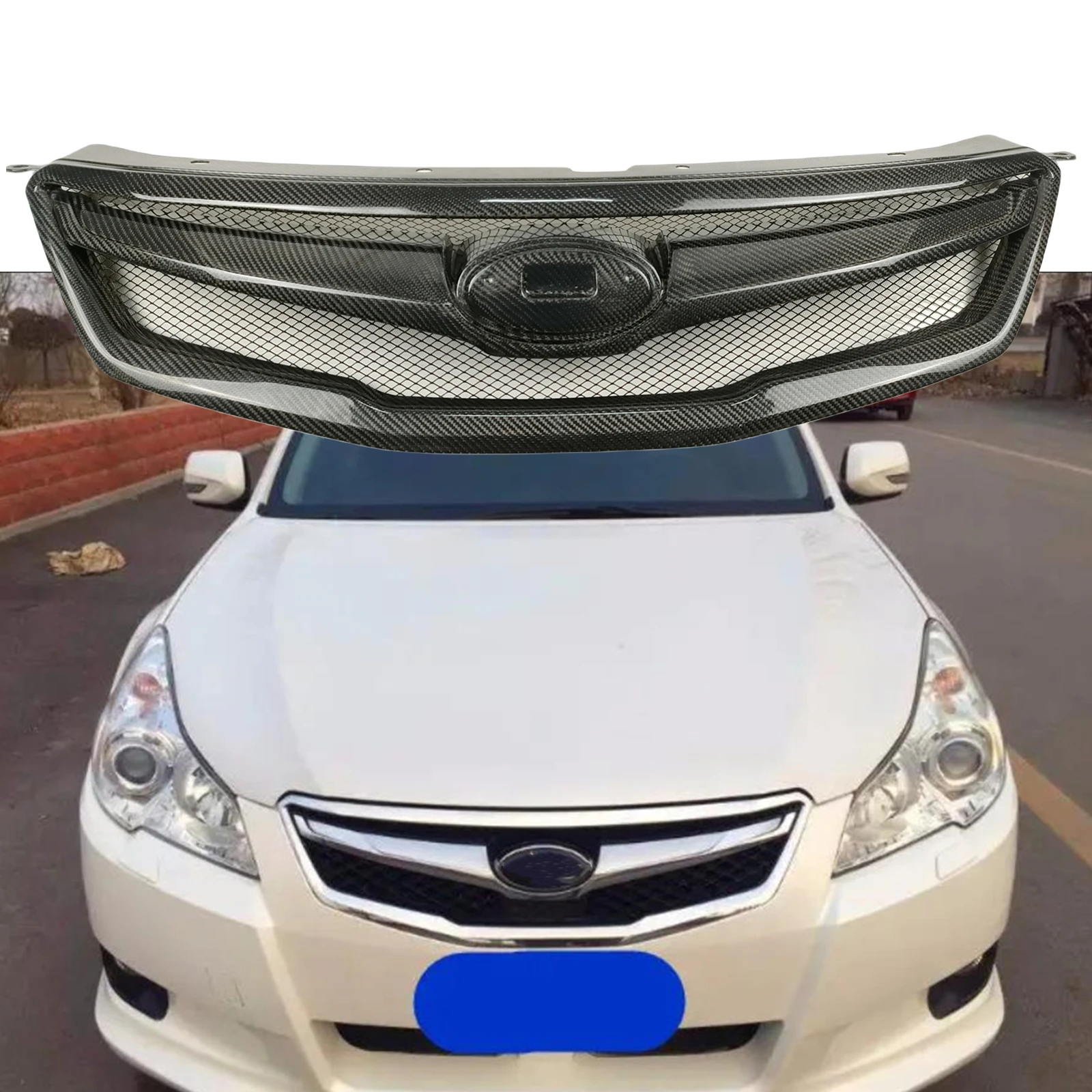 

Front Grille Racing Grill For Subaru Legacy 2009 2010 2011 2012 Real Carbon Fiber Car Upper Bumper Hood Mesh Grid Body Kit