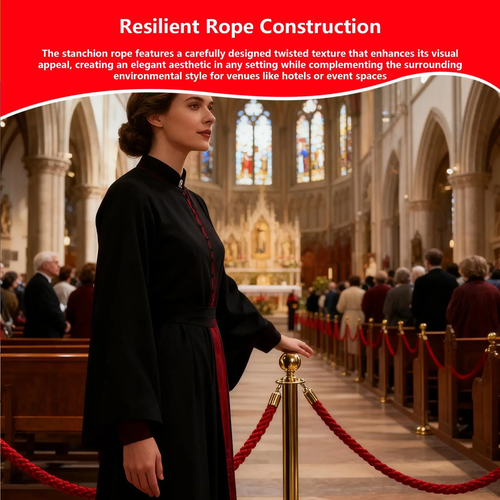 Stanchion Rope Long 4.9ft Twisted Raod Safety Supplies Wedding Barrier Rope For Security Personnel Retail Stores Hotel