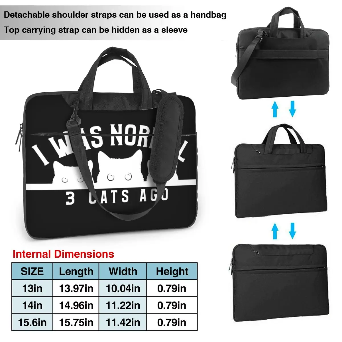 I Was Normal 3 Cats Ago Laptop Bag Funny Animal Protective Briefcase Bag 13 14 15 15.6 Fun For Macbook Pro Lenovo Computer Case