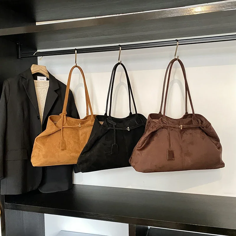 LEFTSIDE Retro Frosted Leather Large Tote Bags for Women 2024 Winter Y2K Female Shoulder Bag Females Hand Bag New Handbags