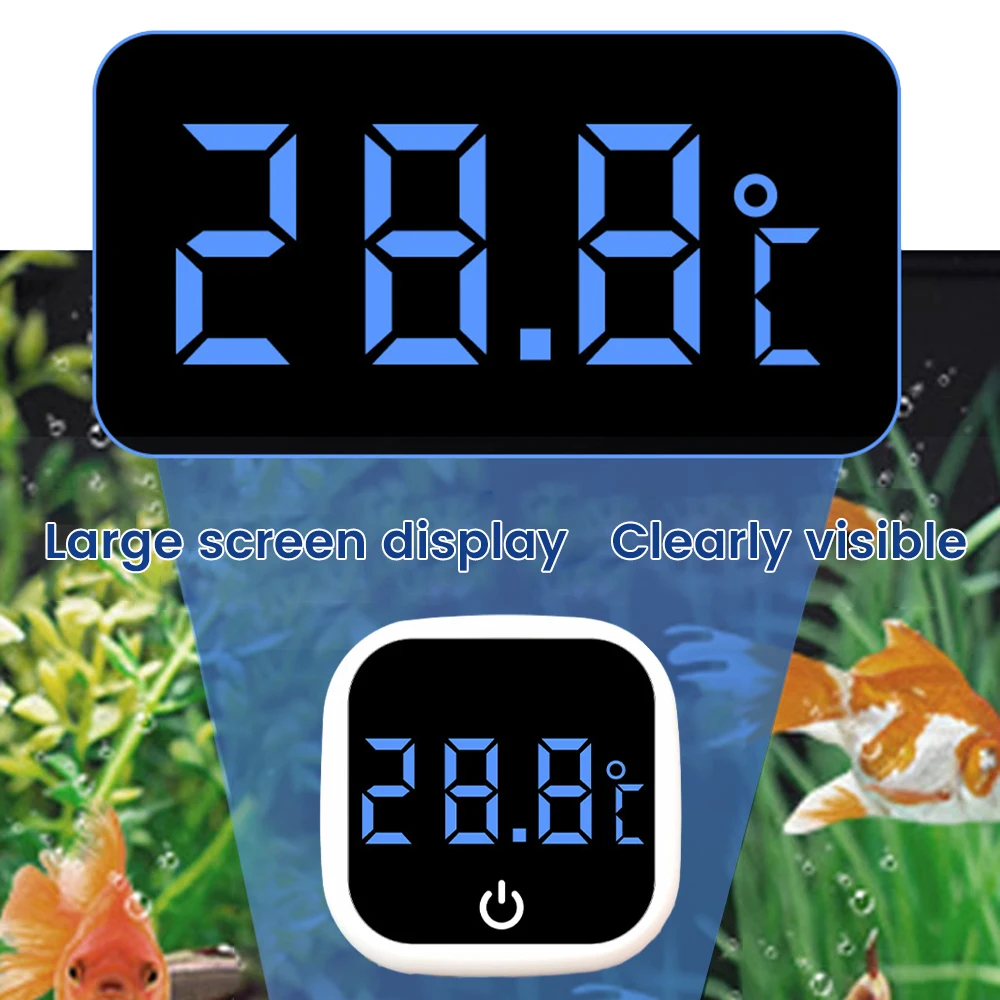 Fish Tank Thermometer High-precision Led Digital Display Electronic Aquarium Thermometer Tester Meter Gauge Type-C Rechargeable